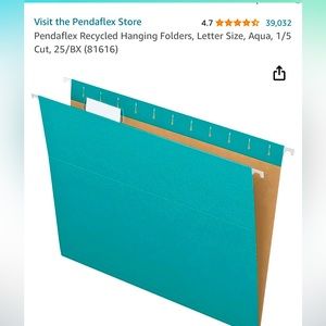 Letter size hanging file folders